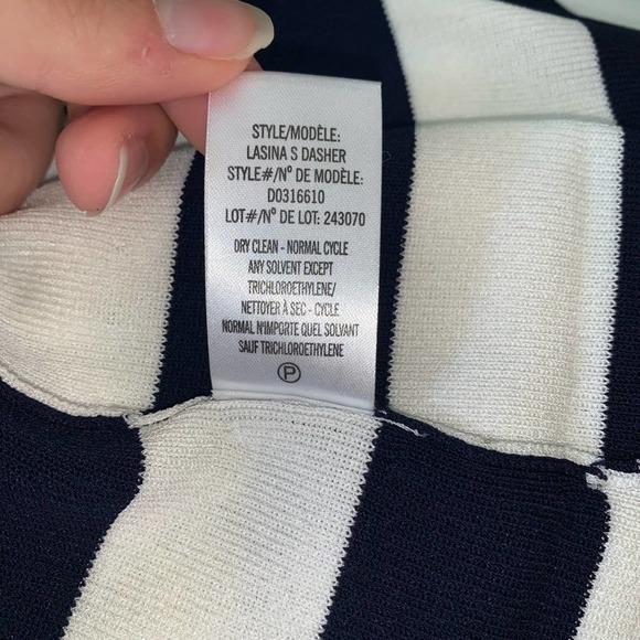 Theory Lasina Striped Navy Blue and White Sheath Dress Size Small - Picture 6 of 8